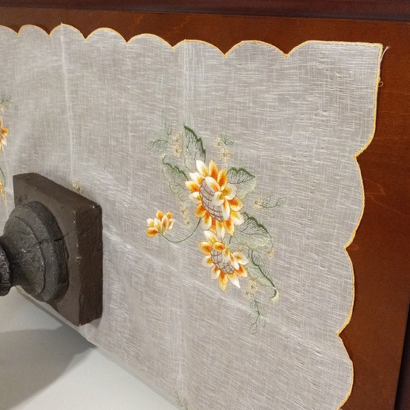 Other - Vintage Floral Embroidered Table Cover, Set of Two